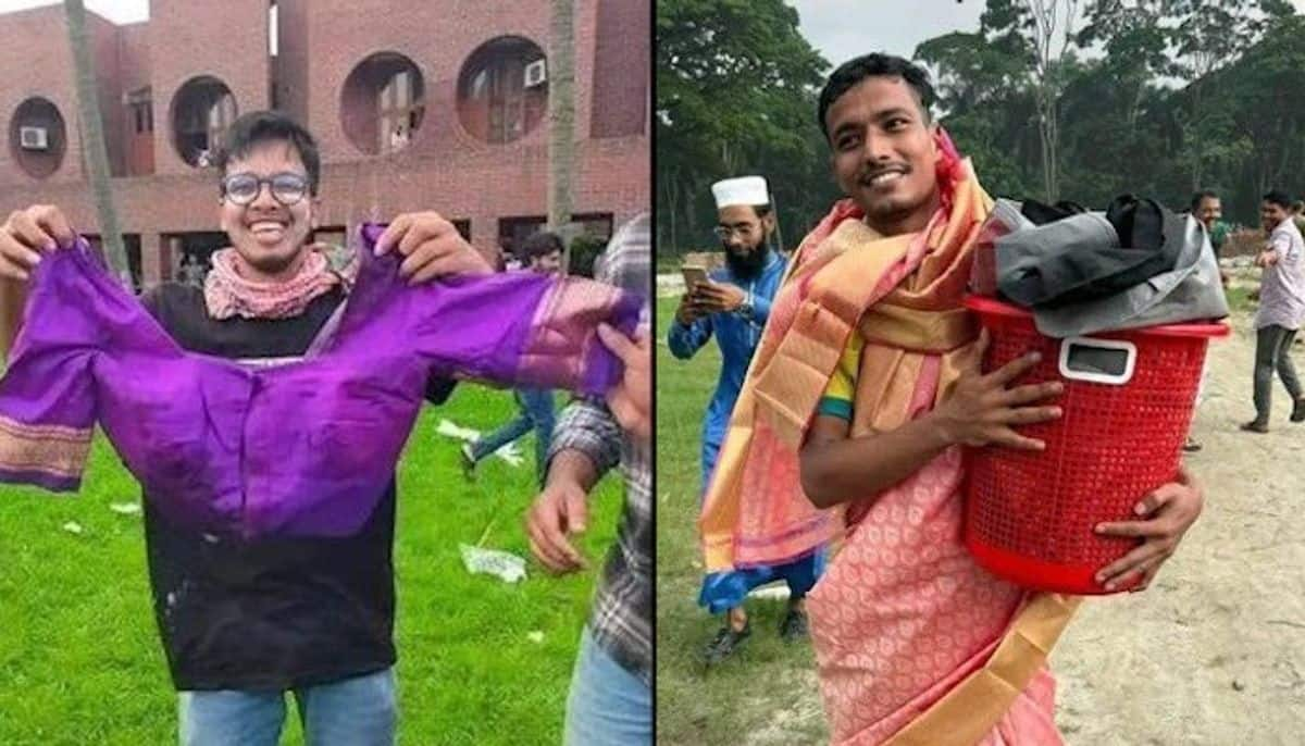 Disgusting Bangladesh protesters loot Sheikh Hasina's home, parade stolen innerwear and blouses; see PICS AJR