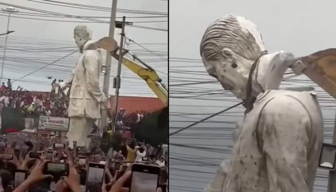 VIRAL | Video Captures Bangladesh Protestors Demolishing Iconic Sheikh Mujibur Rahman Statue