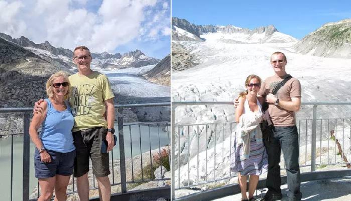 couple shares photos 15 years apart shows melting swiss glaciers 