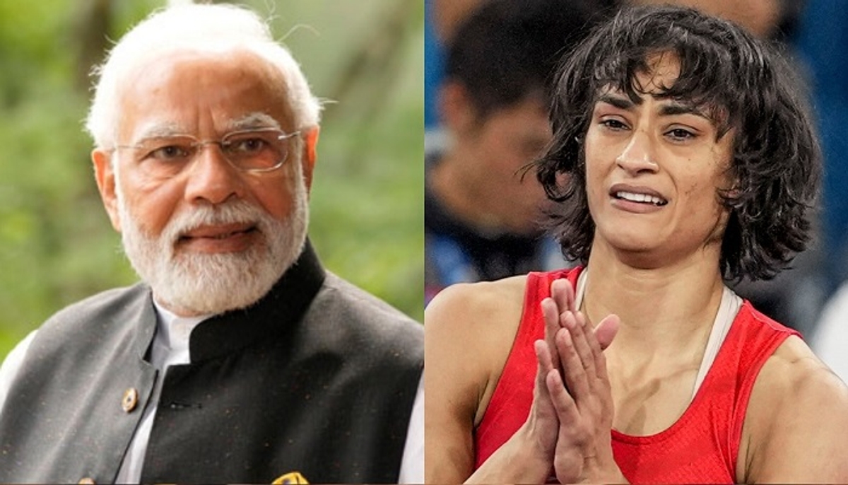 Narendra Modi Tweet On Vinesh Phogat after She disqualified from gold medal bout san