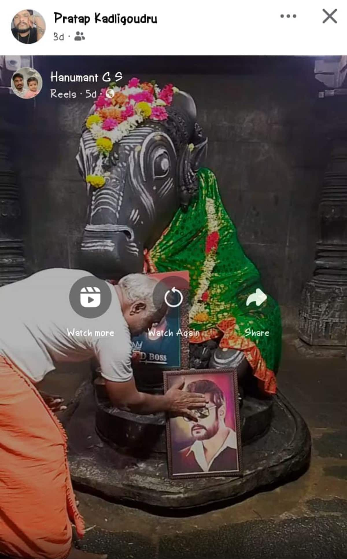 Priest offers puja to accused actor Darshan photo beside deity in Vijayanagar Basaveshwar temple outrage erupts vkp