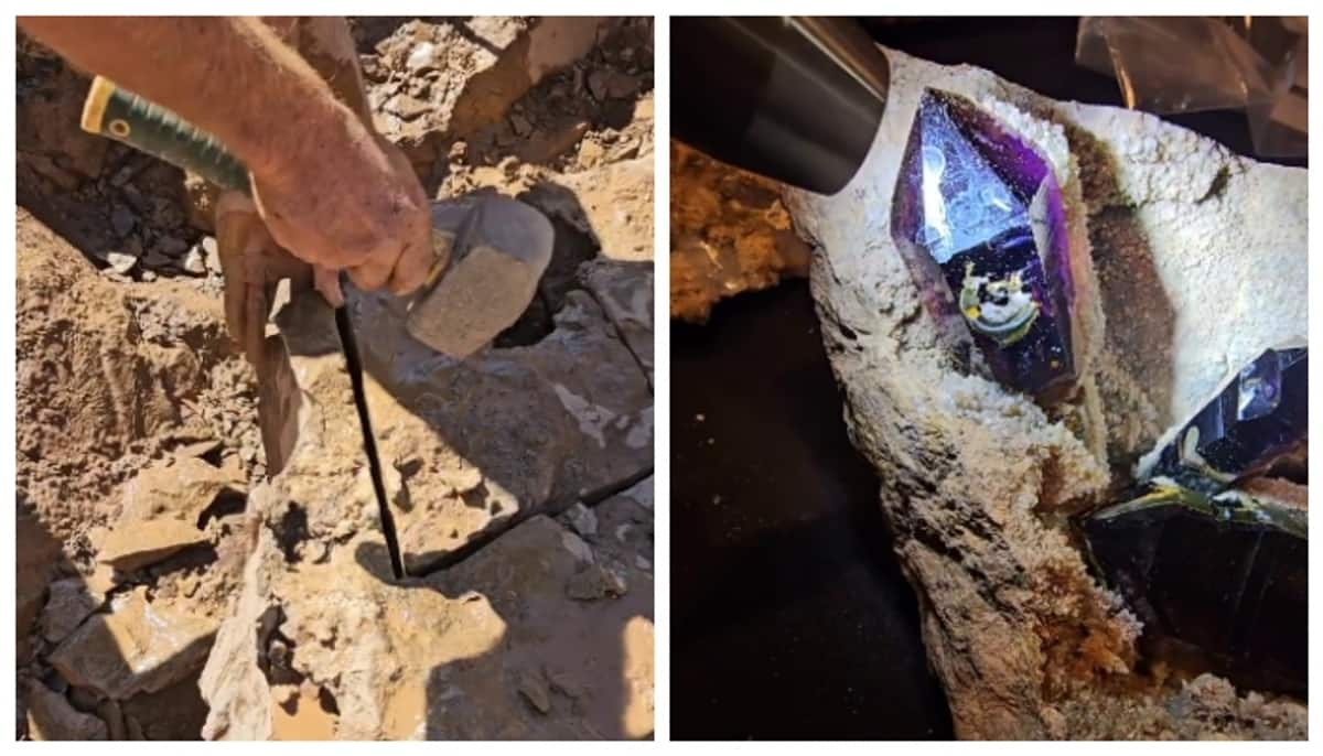 Video of Amethyst Stone being found inside a rock goes viral