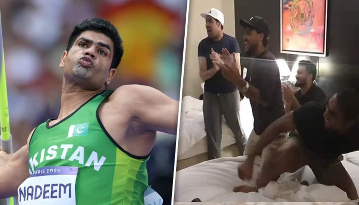 Pura mahaul badal diya Pakistani cricketers celebrate Arshad Nadeem's historic Olympic gold (WATCH) snt