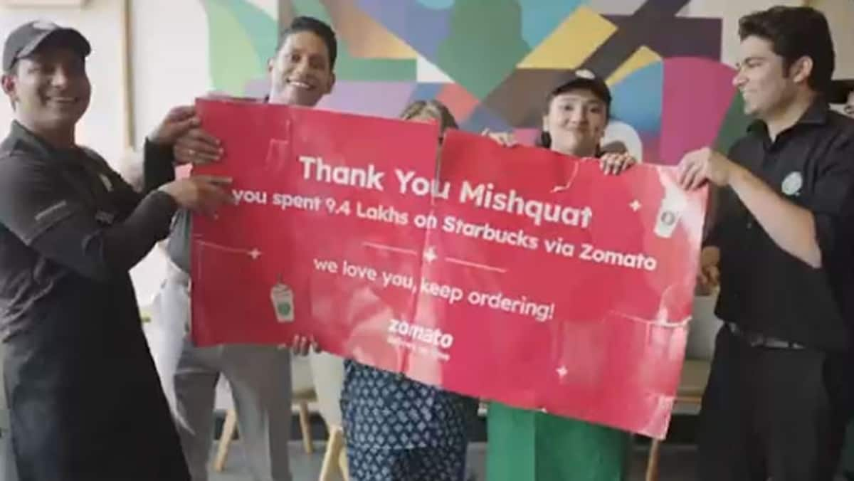 Zomato celebrates a customer who ordered from Starbucks coffee worth rs9.4 lakh.dee