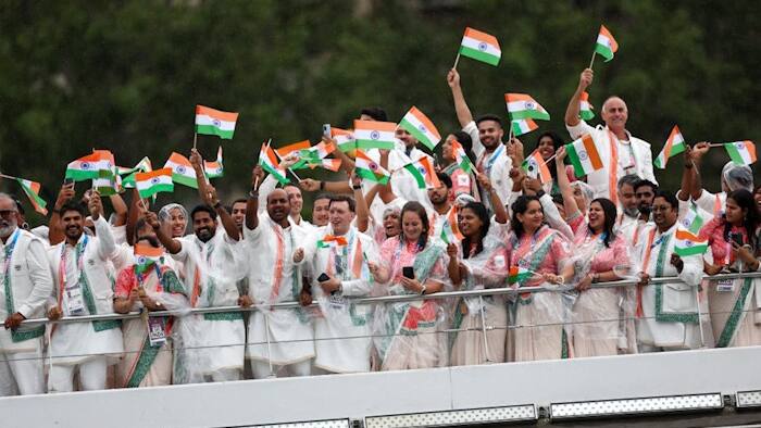 Indian contingent at Paris Olympics 2024 opening ceremony