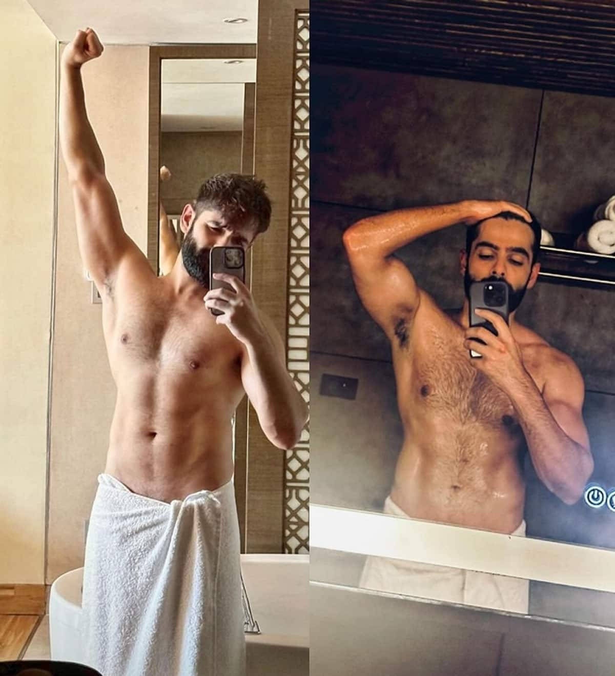 double ismart actor ram pothineni showed a six pack in the bathroom gvd