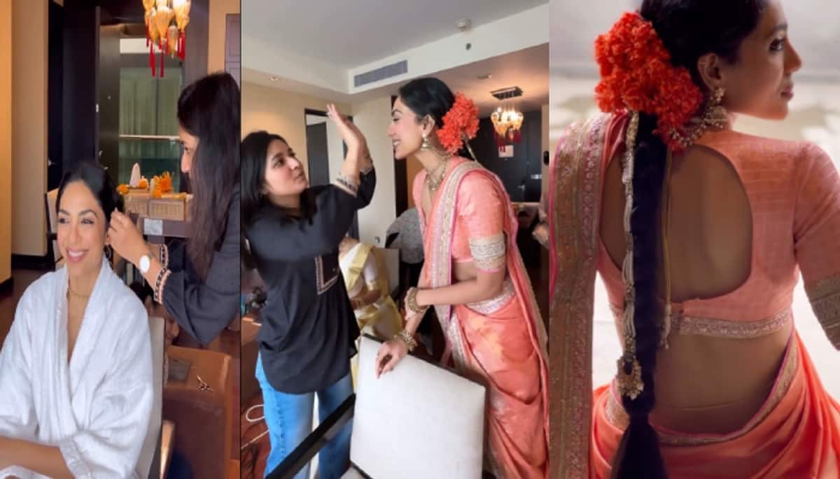 Actress Sobhita Dhulipala getting ready for engagement viral video ans