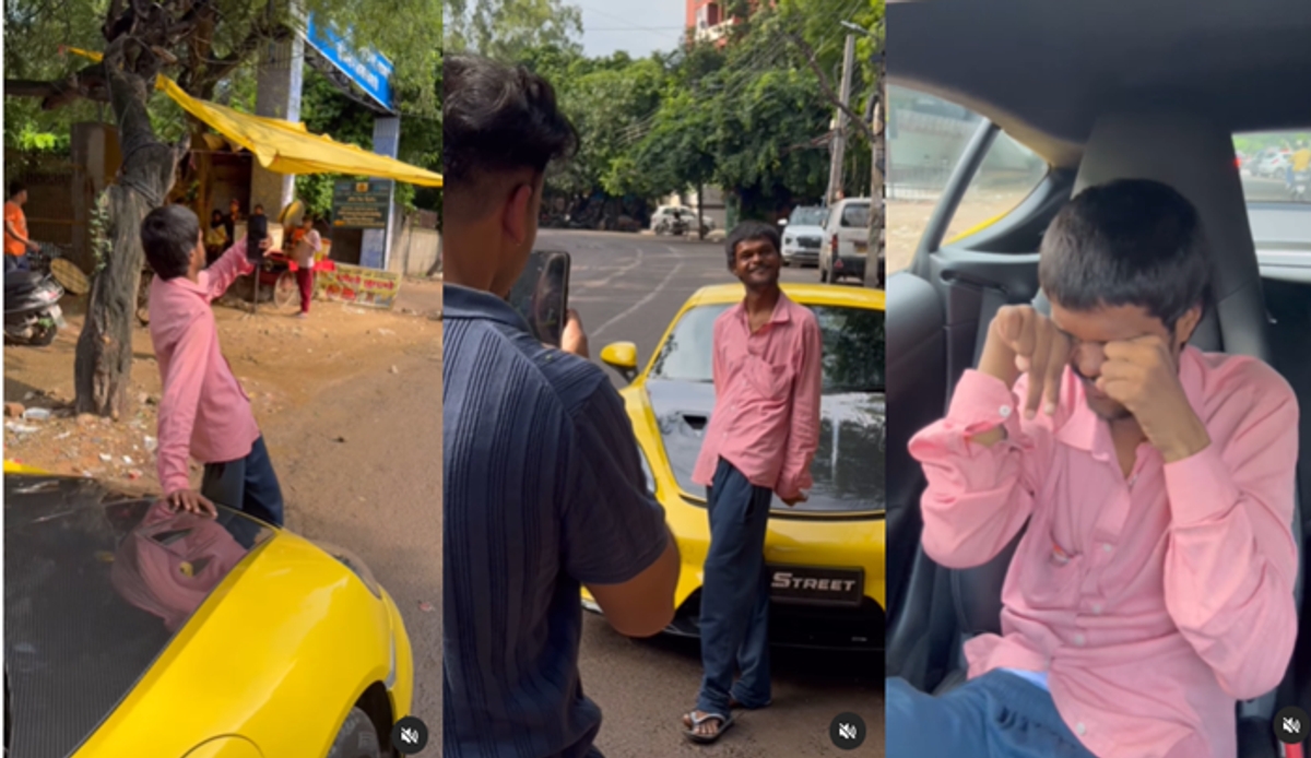 Influencer takes specially abled man with his Porsche car for ride Heart warming video ckm