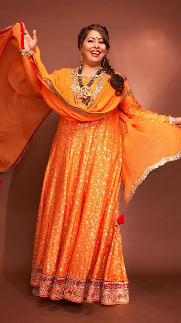 Orange Salwar Suit Designs for Office on Independence Day