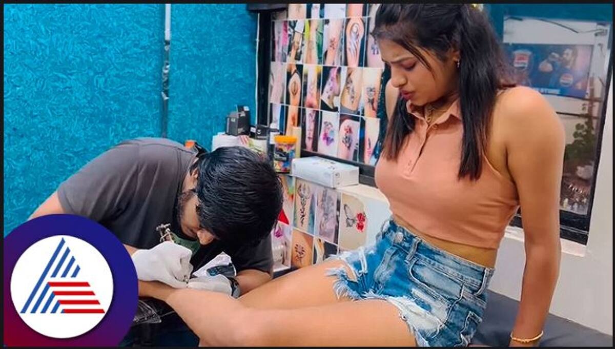 Bigg boss Sonu Srinivas Gowda gets star tattoo on her leg in goa vcs