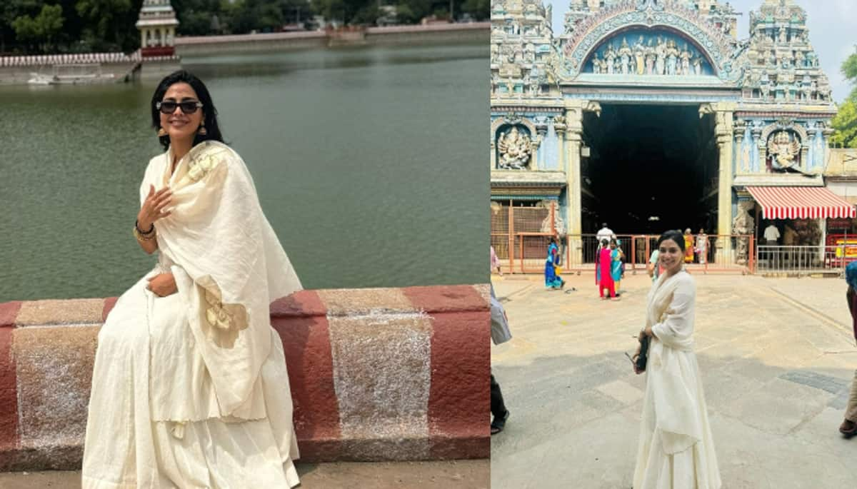 Actress Aishwarya Lekshmi Viral Photos from Madurai meenakshi amman temple ans