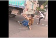 Watch: Teenagers perform dangerous skating stunt behind moving truck in Dhaka, Bangladesh NTI