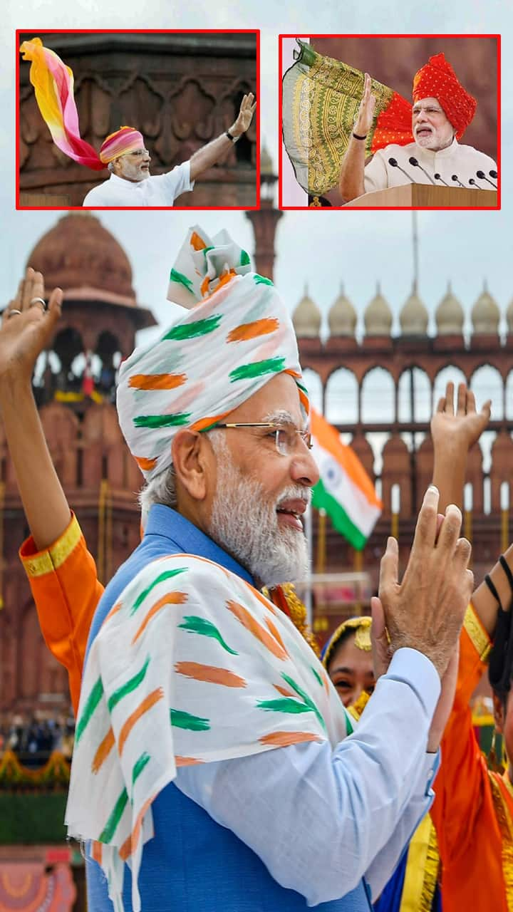 PM Modi Fashionable Turbans on Independence Day from 2014 to 2023 san