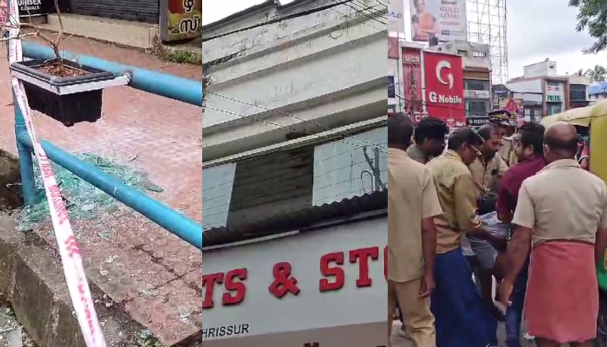 glass broke from the building and fell on the Pedestrian's head; Seriously injured, incident in Thrissur