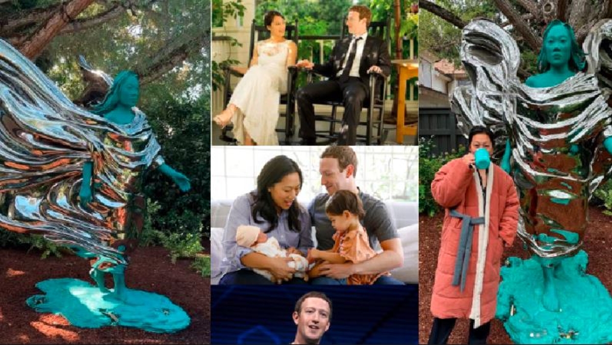 Facebook founder Mark Zuckerberg installed a huge statue of his wife in the backyard of his house akb