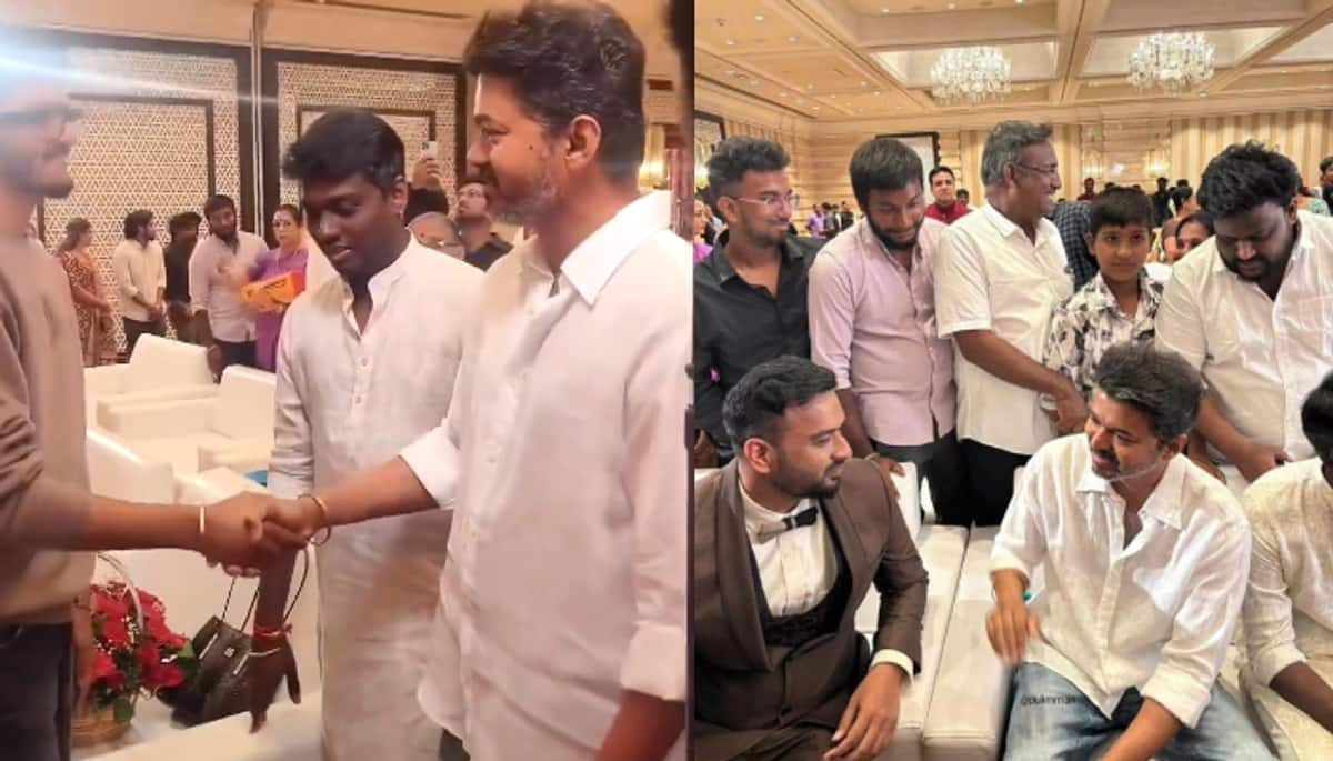 Thalapathy vijay director atlee attended Lyricist viveks wife Valaikappu ans