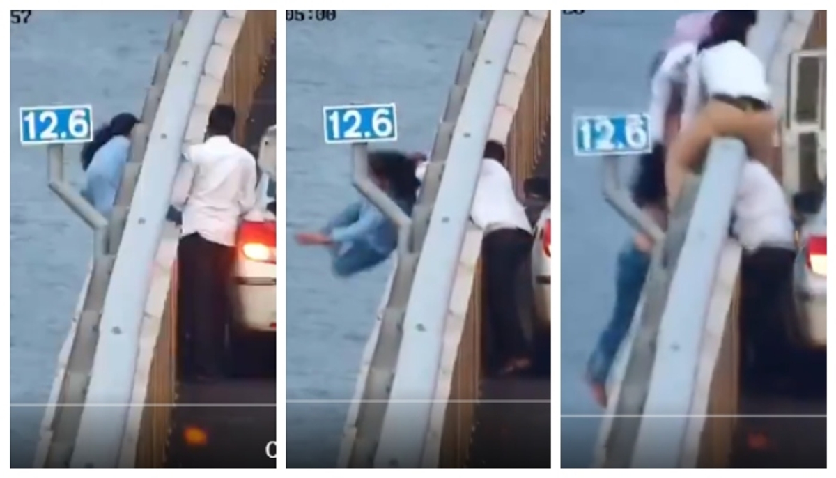 Woman 'loses balance' on Atal Setu barrier, rescued by quick-thinking driver, police (WATCH) AJR