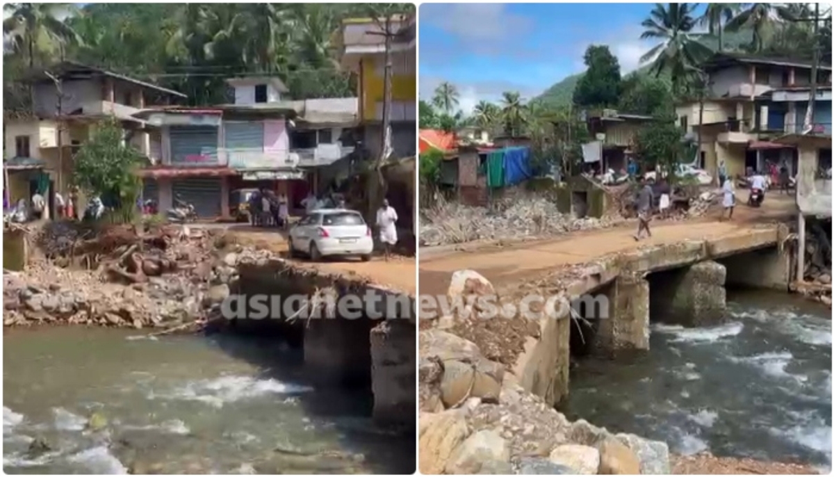 Vilangad residents protest against attempt to build handrail for bridge damaged in landslide 