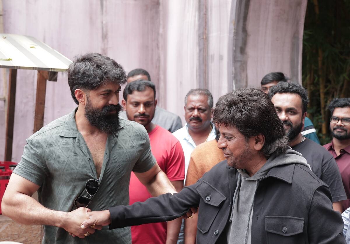 Rocking Star Yash visits Shivarajkumar lead 131 movie shooting set unexpectedly srb