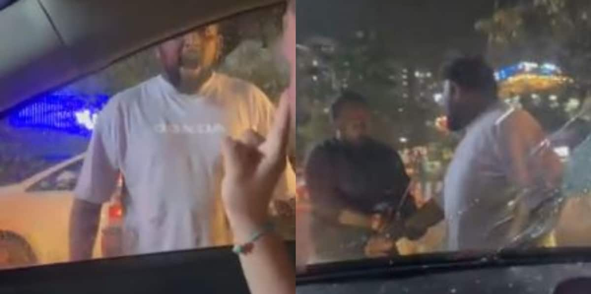 Bachcha Hai Andar Bengaluru biker harasses couple on Sarjapur road, breaks the car glass shocking video