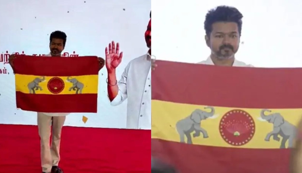 Why is the elephant symbol on the flag of actor Vijay's party KAK