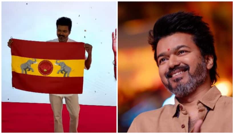 WATCH: Thalapathy Vijay reveals Flag & Anthem of newly formed political party Tamilaga Vettri Kazhagam (TVK) 
