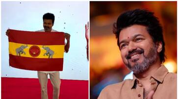 WATCH: Thalapathy Vijay reveals Flag & Anthem of newly formed political party Tamilaga Vettri Kazhagam (TVK)  NTI