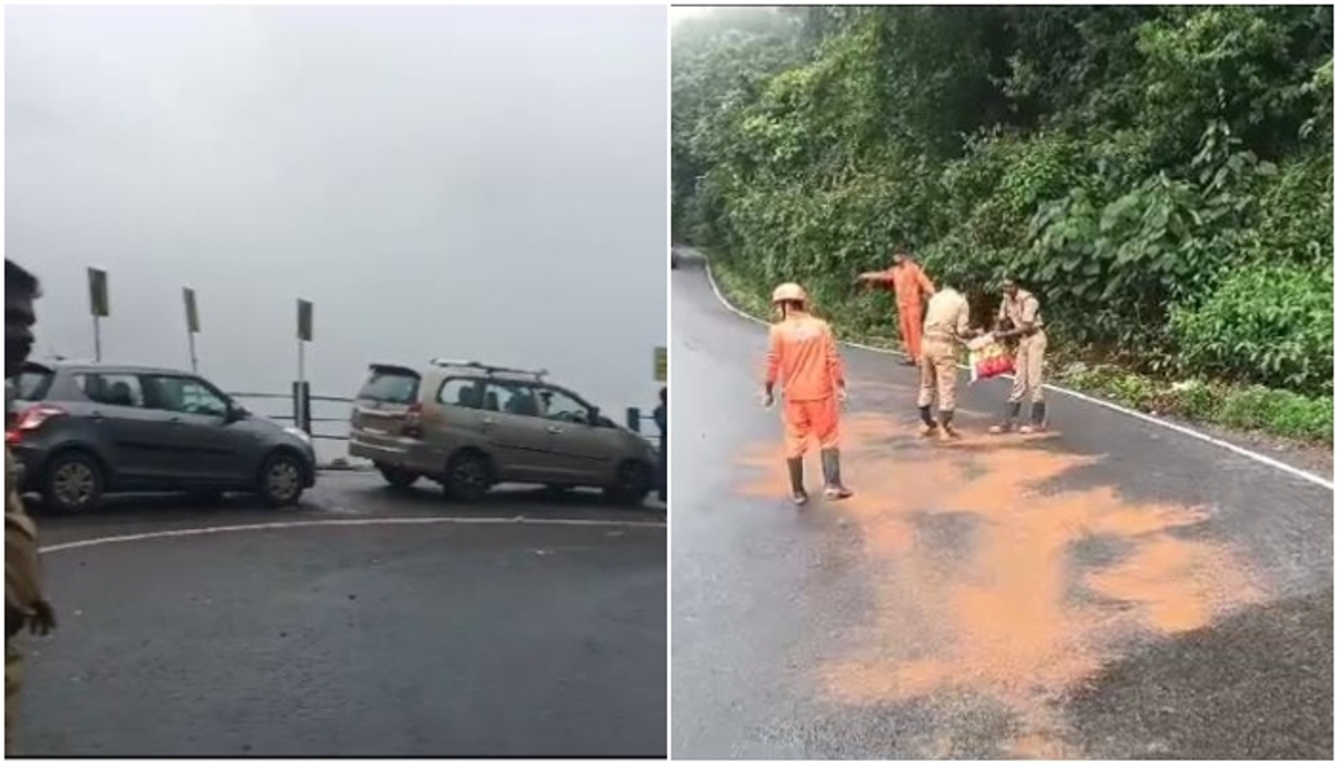 KSRTC Bus  tank leaked Several two wheelers accidents due to slipping on diesel in Kuttiyadi pass