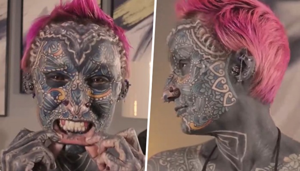 Most tattooed woman in the world with 99.8% body coverage reveals her pre-ink transformation (WATCH) snt