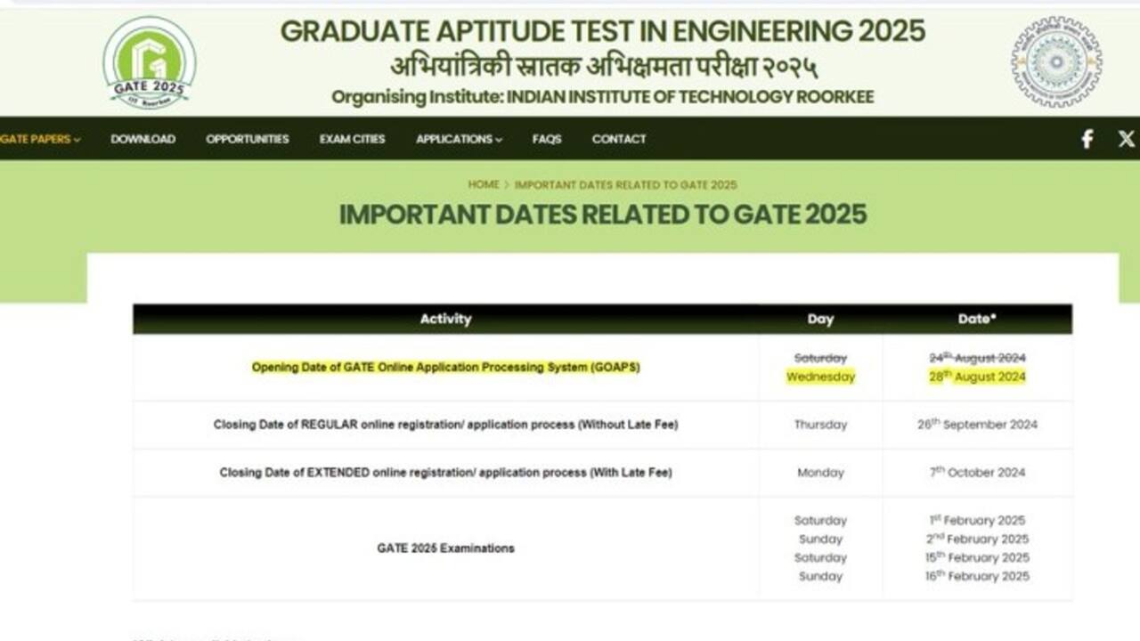 GATE 2025: रजिस्ट्रेशन 28 अगस्त से शुरू, जानें एग्जाम डेट्स, पात्रता और न्यू पैटर्न