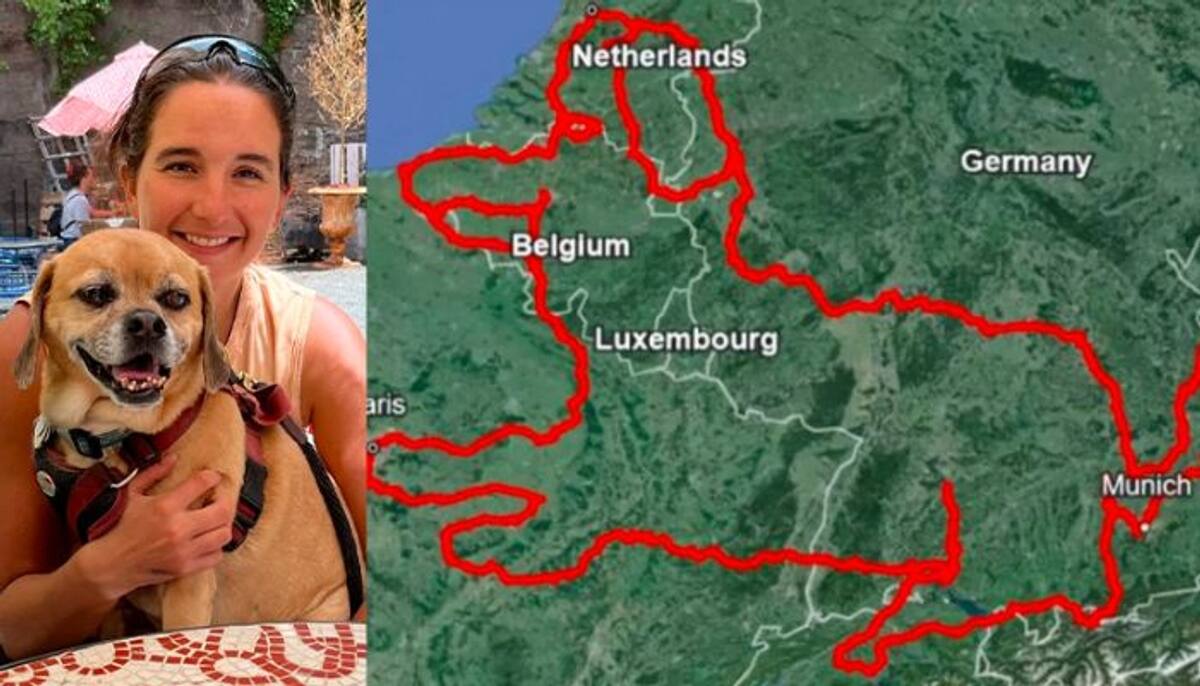 American Woman cycles 4707 km to make world largest gps drawing in memory of her dog mrq