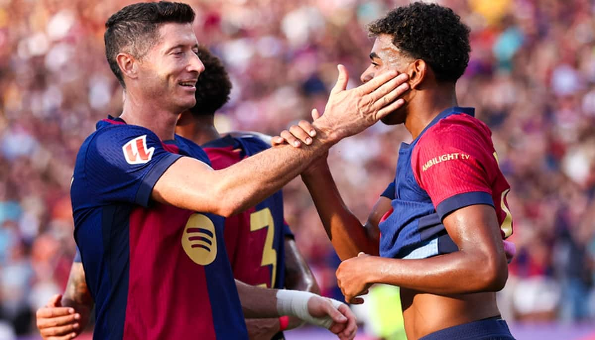 La Liga 2024-25: Lamine Yamal and Robert Lewandowski on target as Barcelona beat Athletic Bilbao 2-1