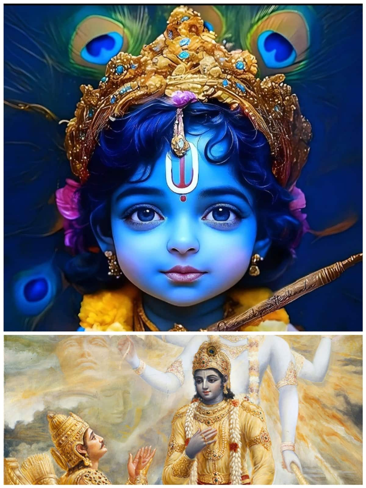 Why does Lord Krishna wear a peacock feather on his crown? RTM