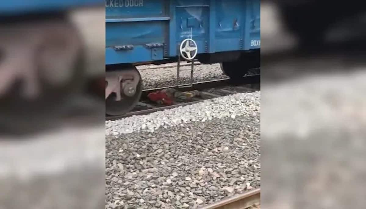 woman miraculously escaped from train passing over her video  