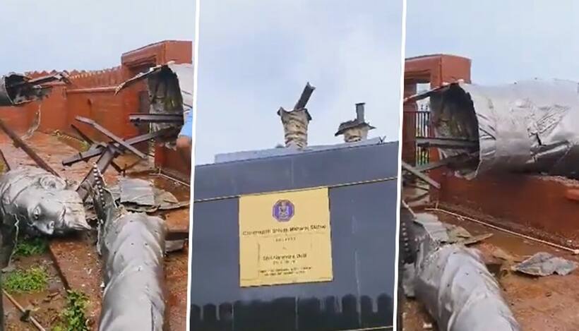 Chhatrapati Shivaji Maharaj's 35ft statue at Malvan fort collapses, Indian Navy investigates (WATCH)