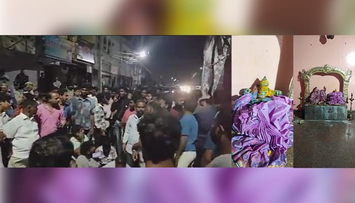 Ruckus, outrage after miscreants vandalise Goddess idol at Bhoolaxmi temple in Hyderabad (Watch) shk