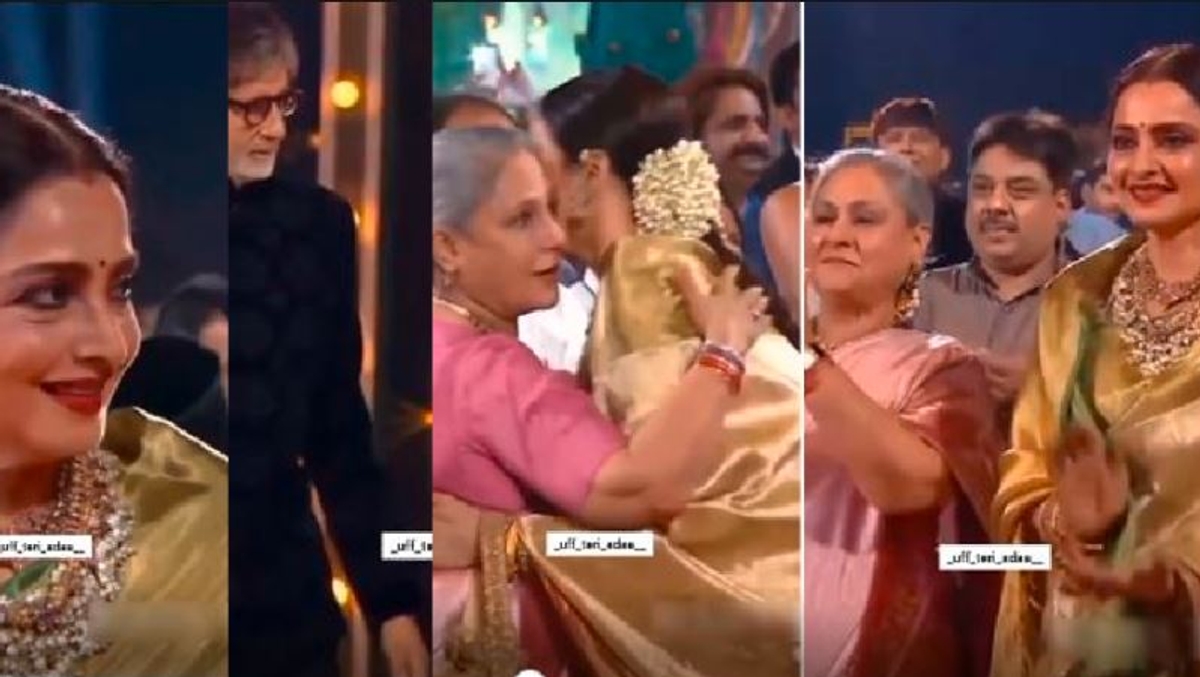 Rekha hugs Jaya Bachchan As Amitabh Bachchan Wins Award old Video goes viral akb