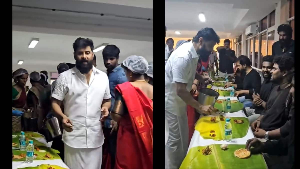 Vikram Gives Briyani Feast to Thangalaan Team for celebrating success gan