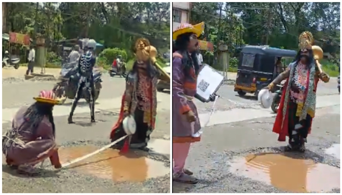 Karnataka: Mythological duo 'Yamraj' and 'Chitragupt' create buzz on Udupi roads in viral video NTI