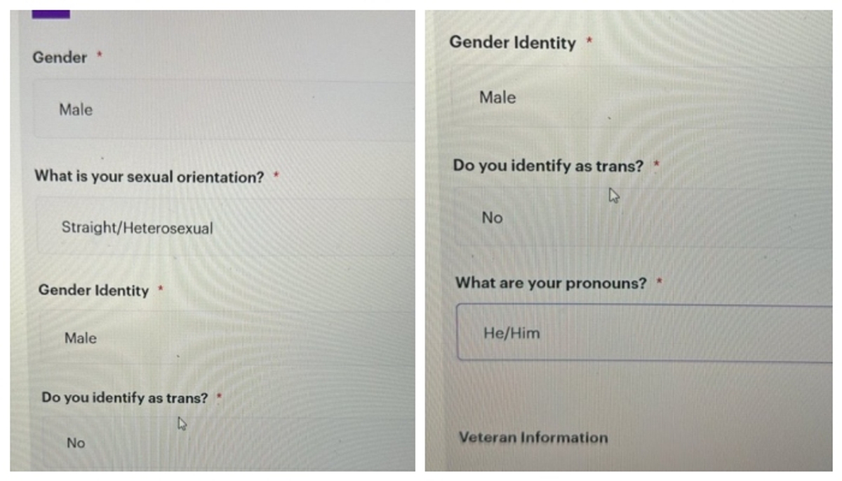 internship application asks the candidates to disclose their sexual orientation