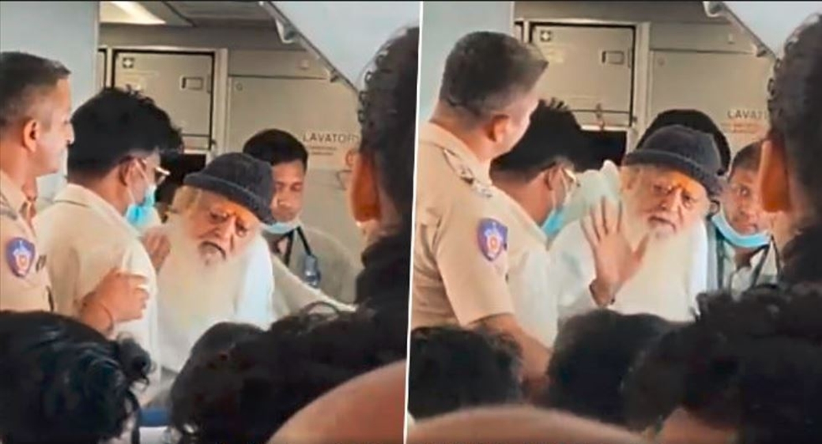 Rape accused Asaram Bapu released on parole but expressed anger on police who accompanying him in flight akb