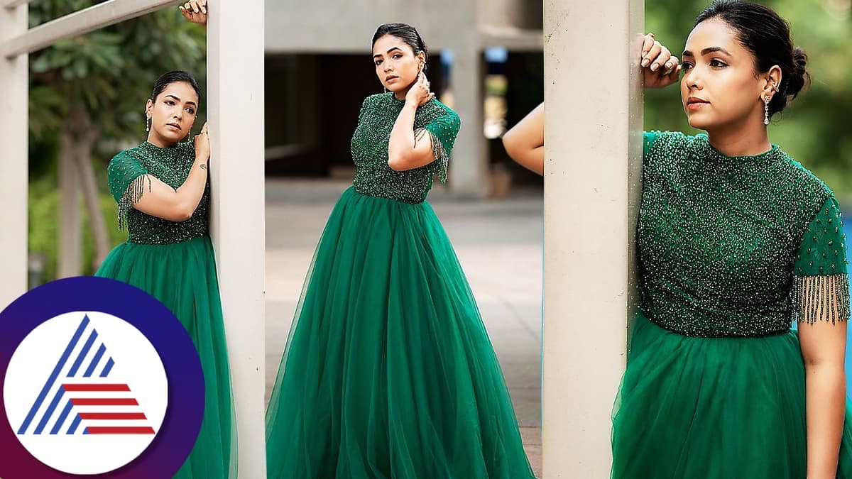 Anchor Anupama gowda wears green gown in raja rani reloaded episode vcs