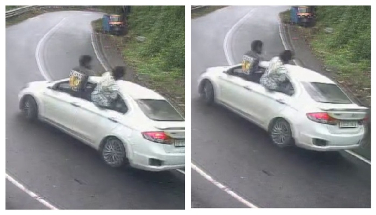 Young people travel dangerously by sitting car door kuttikkanam mundakkayam road  