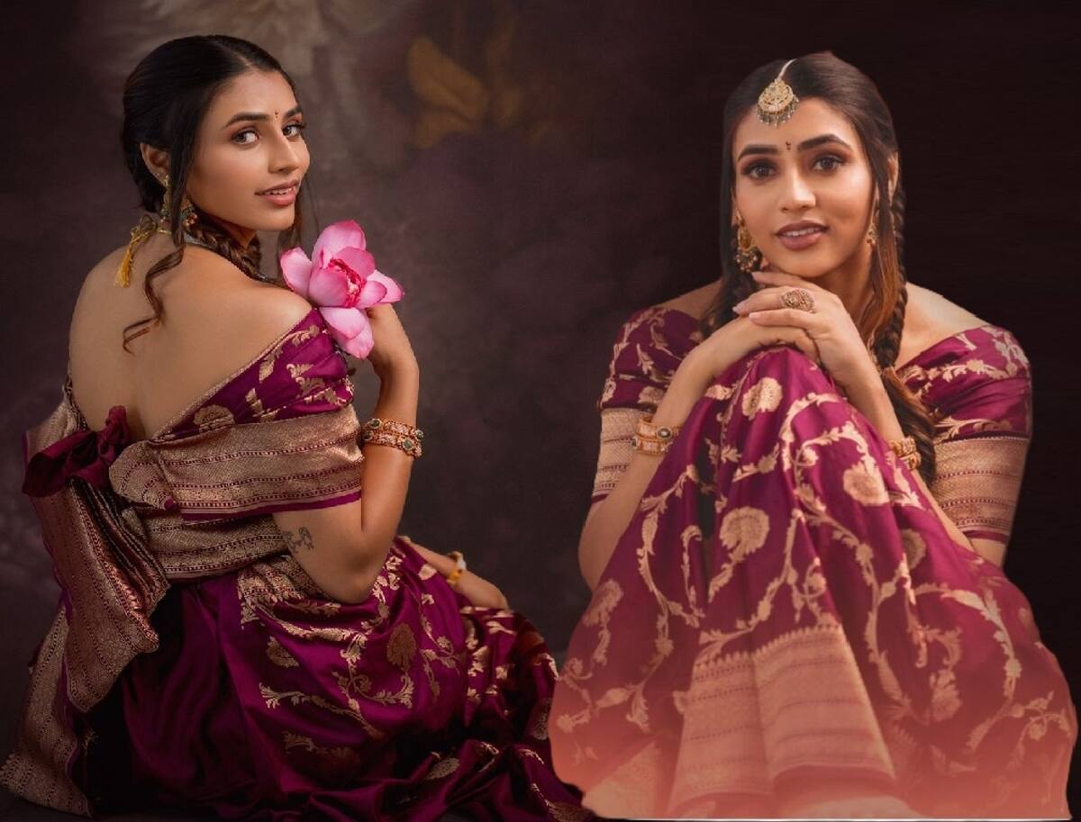 Actress Sapthami Gowda stuns in saree look pav