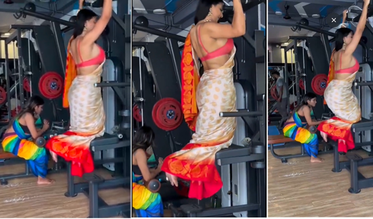 Group of Woman practicing gym with saree video spark debate on focus ckm 