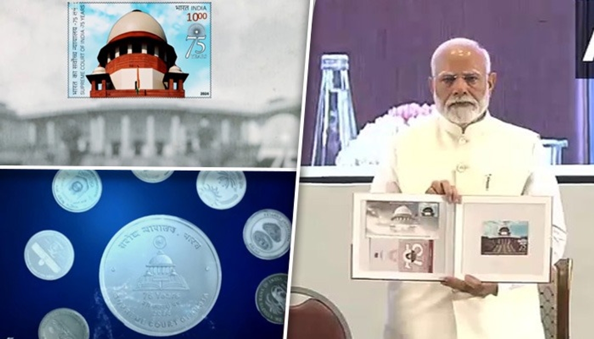 PM Modi unveils stamp, coin to commemorate 75 years of Supreme Court of India (WATCH) snt