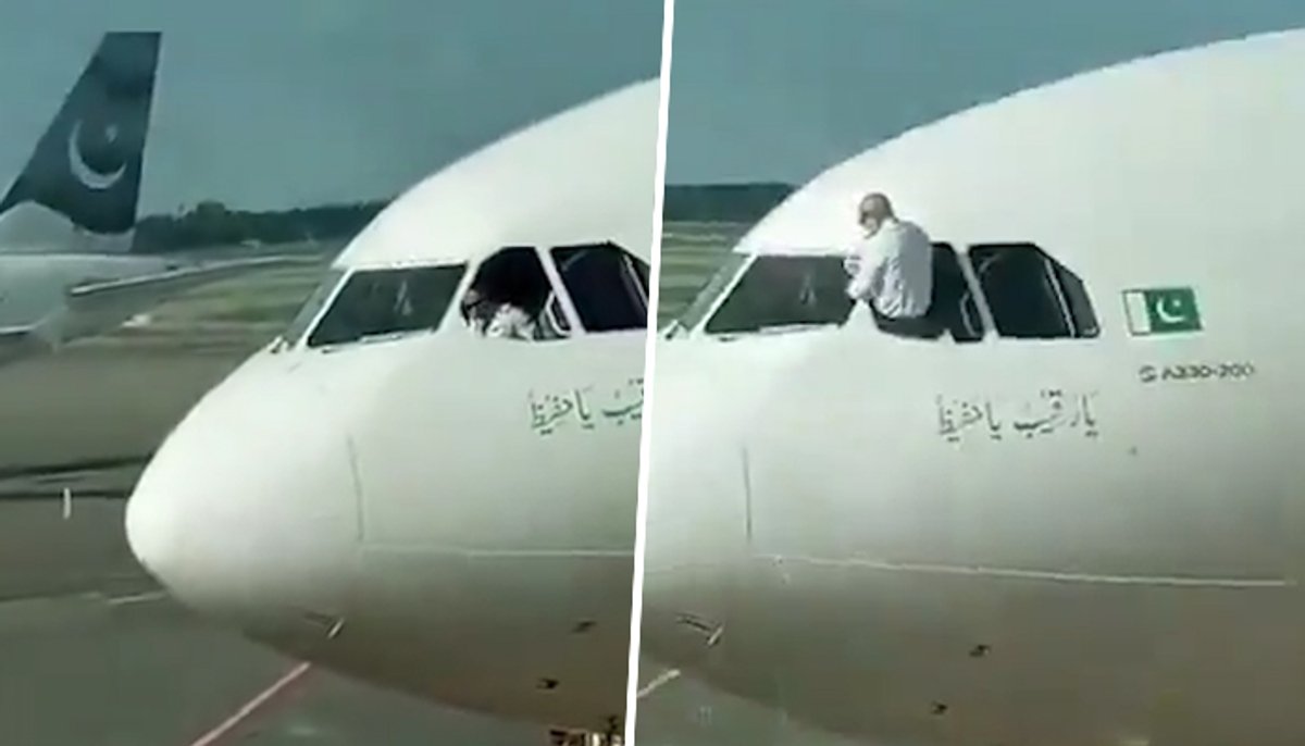 Pakistani pilot who wipes the plane's windshield videos goes viral! dee