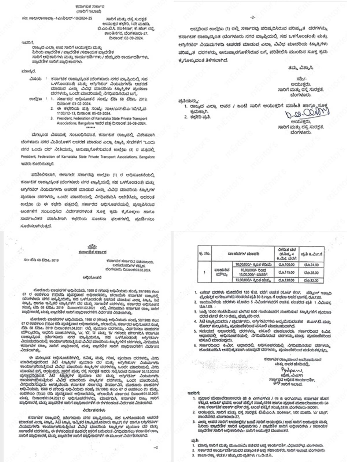 Transport department orders to implement one city one rate for taxi services in Bengaluru san