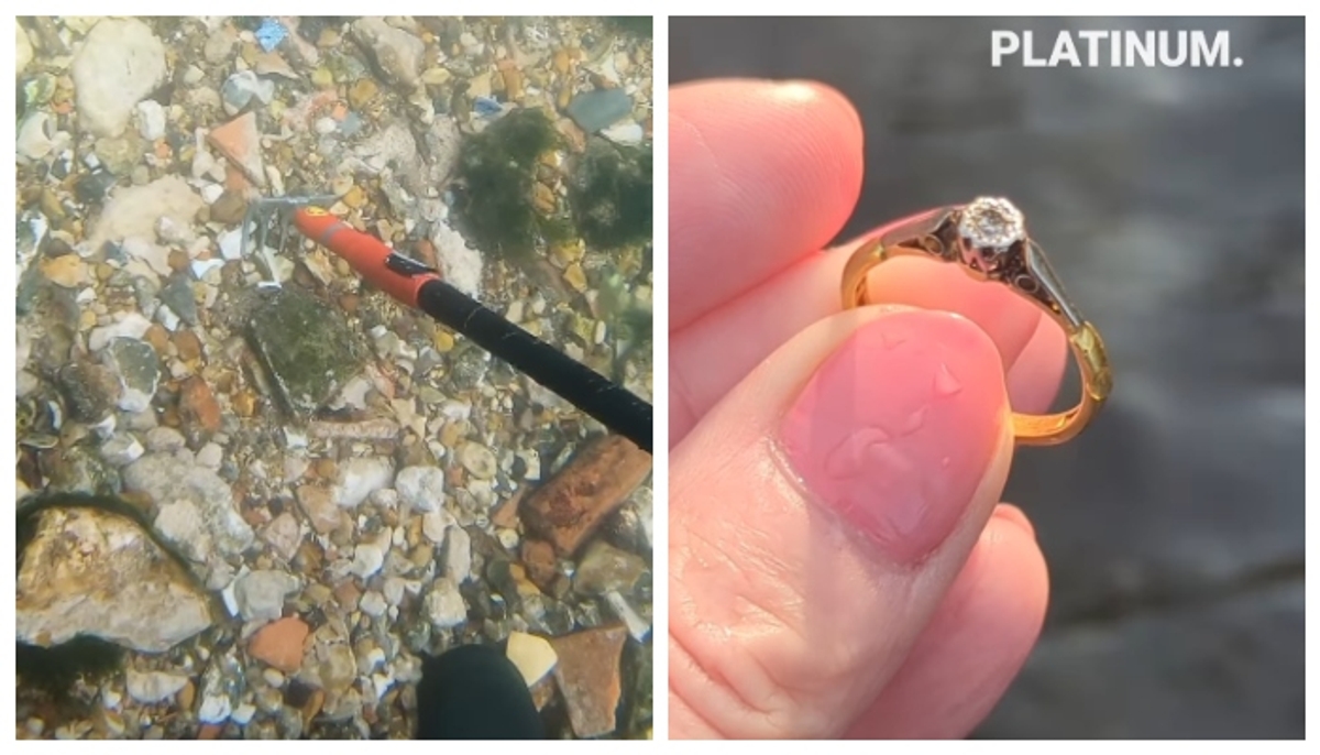 Woman recovers 50 year old diamond ring from river video has been viewed by 10 lakh people