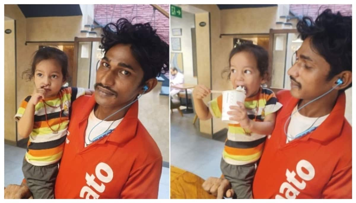 social media post about Single Father who goes for Zomatos delivery with his two year old daughter goes viral 